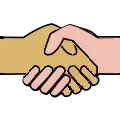 image of a handshake with a right hand and a left hand