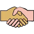 image of a handshake with a right hand and a left hand